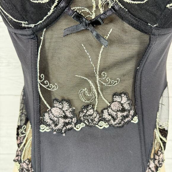 VTG Donna L'oren Y2K black lace corset 34C whimsygoth coquette grunge witchy emo - Picture 6 of 10